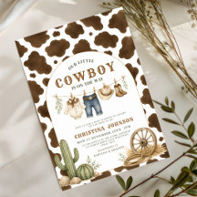 Kleine Cowboy Baby Shower Uitnodiging in Vette Let