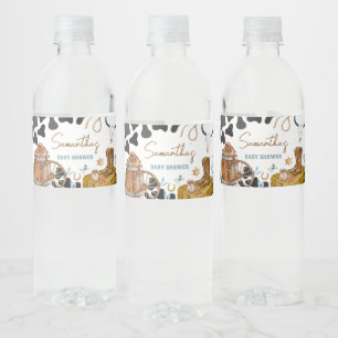 Kleine Cowboy Baby shower Waterfles Etiket
