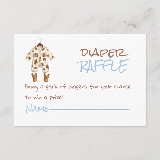 Kleine Cowboy Bruine Kleding West Diaper Raffle Informatiekaartje (Voorkant)