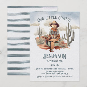 Kleine Cowboy Eerste Verjaardagsfeestje Kaart