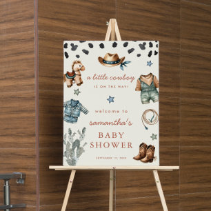 Kleine Cowboy is op weg jongen baby shower welkom Poster