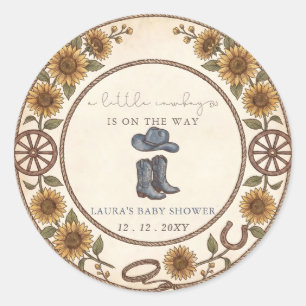 Kleine Cowboy Jongen Baby Borrel Ronde Sticker