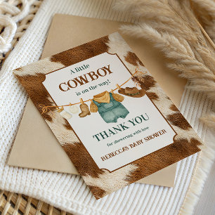 Kleine Cowboy Koe Western Kledinglijn Baby Shower Bedankkaart