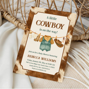 Kleine Cowboy Koe Western Kledinglijn Baby Shower Kaart