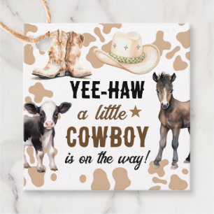 Kleine Cowboy Rodeo Baby shower Bedankjes Labels