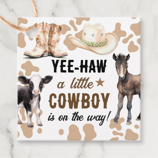 Kleine Cowboy Rodeo Baby shower Bedankjes Labels (Voorkant)