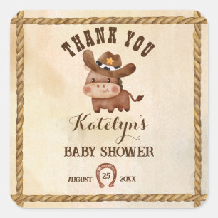Kleine cowboy schattig baby paard in een pet baby  vierkante sticker