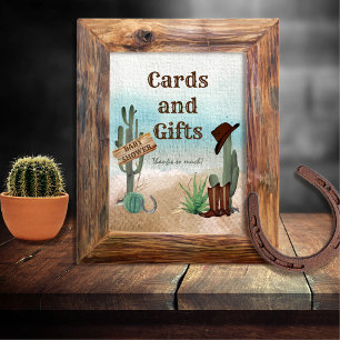 Kleine Cowboy Western Baby shower Kaarten en gesch Poster