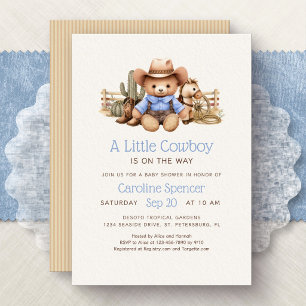 Kleine Cowboy Western Blauwe Baby Shower Kaart