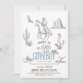 Kleine Cowboy Western Blue Boy Baby shower Kaart (Voorkant)