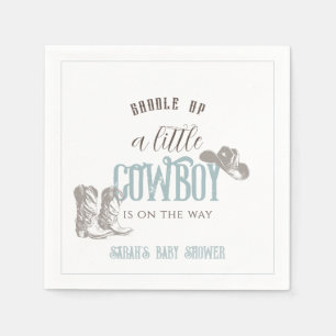 Kleine Cowboy Western Blue Boy Baby shower Servet