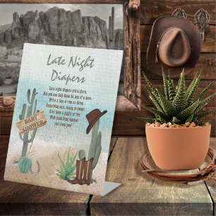 Kleine Cowboy Westerne Douche Late Night Luiers Reclamebord Met Voetstuk