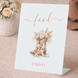 Kleine Cowgirl Baby Meisje Shower Elegant Eten Reclamebord Met Voetstuk