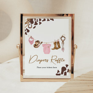 Kleine Cowgirl Baby shower Luier Raffle Poster