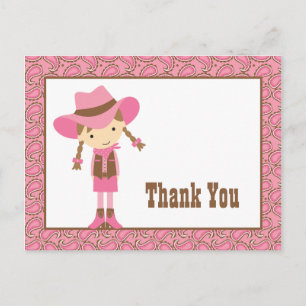 Kleine Cowgirl Bedankt Briefkaart
