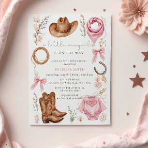 Kleine Cowgirl Is Op Weg Meisje Baby Shower Kaart