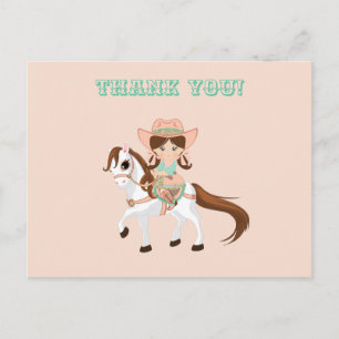 Kleine cowgirl op paard Meisjes Western Bedankt Briefkaart