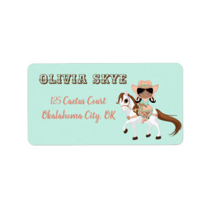 Kleine cowgirl op paard Meisjes Western Etiket