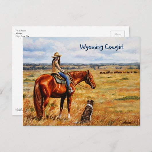 Kleine Cowgirl op veetsenpaard Briefkaart (Voorkant / Achterkant)