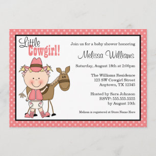 Kleine Cowgirl Polka Dots Baby Shower-uitvindingen Kaart