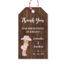 Kleine Cowgirl Roze Baby shower Faux Hout Favor