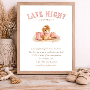 Kleine Cowgirl Roze Baby Shower 's Nachts Luiers Poster