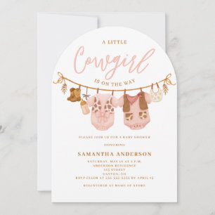 Kleine Cowgirl Waslijn Baby Shower Kaart