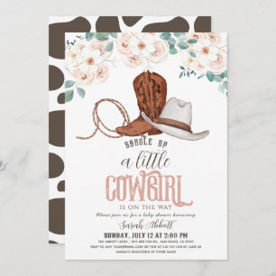 Kleine Cowgirl Western Bloemen Meisje Baby shower Kaart