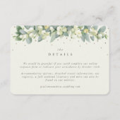 Kleine Crème Snowberry + Eucalyptus bruiloft detai Informatiekaartje (Voorkant)