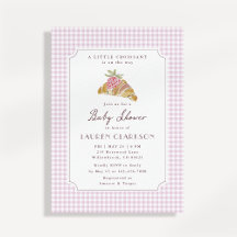 Kleine Croissant Roze Gingham Franse Baby Shower