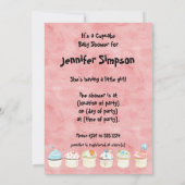 Kleine Cupcake, Baby Douche Uitnodigingen (Achterkant)