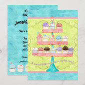 Kleine Cupcake, Baby Douche Uitnodigingen (Voorkant / Achterkant)