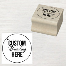 Kleine Custom Houten Rubber Stamp met Logo