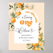 Kleine cutie 1e citrus verjaardagsfeestje welkom poster (Voorkant)