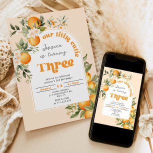 Kleine cutie 3e verjaardagsfeestje kaart