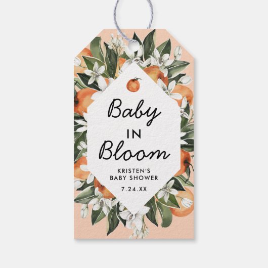 Kleine Cutie Baby in Bloom Baby shower Favor Cadeaulabel (Achterkant)