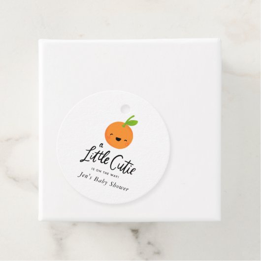 Kleine Cutie Baby shower Hand Lettered Cutie Orang Bedankjes Labels (In situ)