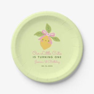 Kleine Cutie Citroen Fruit Mint Groen 1e Verjaarda Papieren Bordje