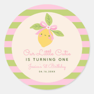 Kleine Cutie Citroen Fruit Retro 1e Verjaardag Ronde Sticker
