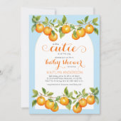 Kleine Cutie Citrus Sinaasappel Clementine Baby sh Kaart (Voorkant)
