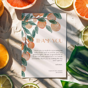 Kleine Cutie Citrus Sinaasappels Groene Blad Baby Bedankkaart