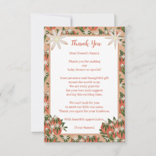 Kleine Cutie Clementine Roze Meisje Baby shower Bedankkaart