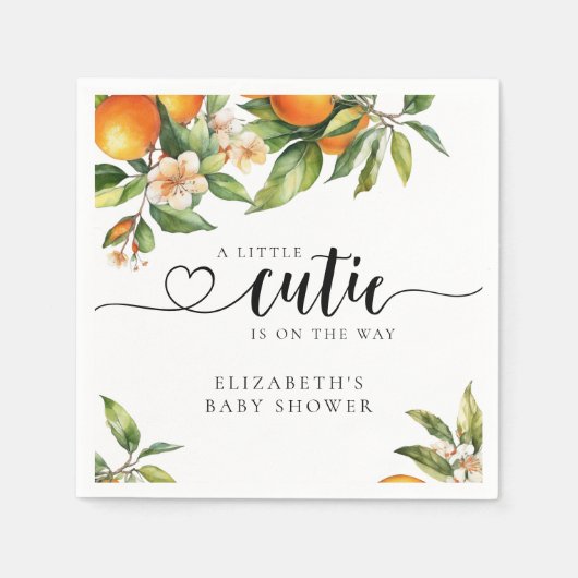 Kleine Cutie Groen Sinaasappel Baby shower Servet (Voorkant)