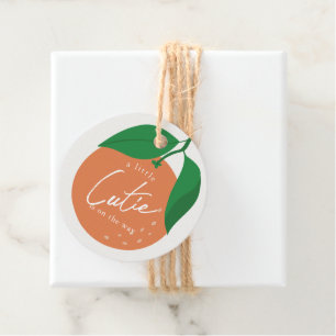 Kleine Cutie Modern Oranje Baby shower Bedankjes Labels