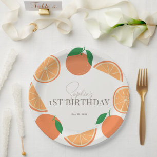 Kleine Cutie Modern Sinaasappel & Sinaasappel Slic Papieren Bordje