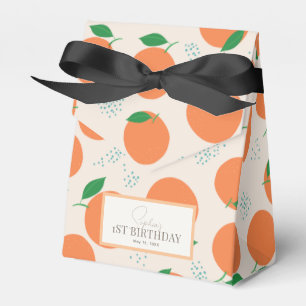Kleine Cutie Modern Sinaasappel Verjaardag Bedankdoosjes