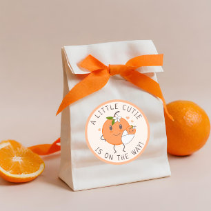 Kleine Cutie Onderweg SCHATTIGE ORANJE BABY SHOW Ronde Sticker