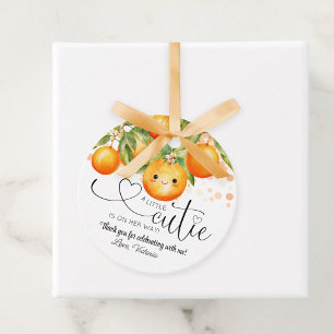 Kleine Cutie Oranje Citrus Baby shower Bedankjes Labels