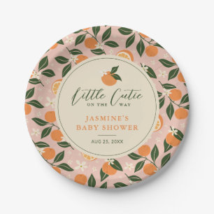 Kleine Cutie Oranje Citrus Baby shower Papieren Bordje