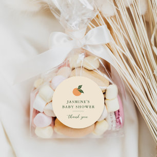 Kleine Cutie Oranje Citrus Baby shower Ronde Sticker